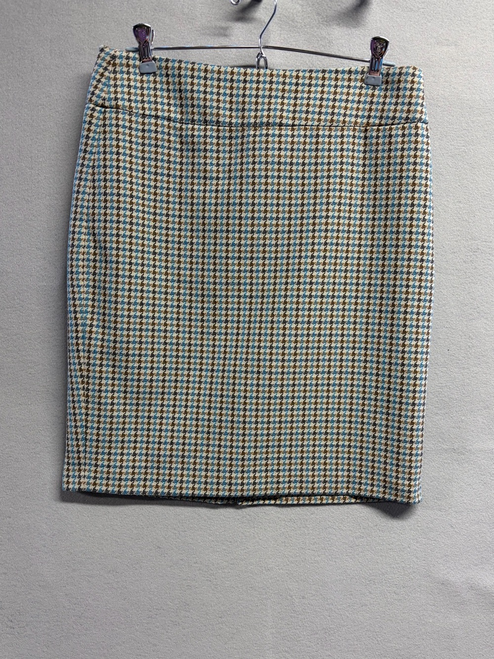 The Limited Houndstooth Pencil Skirt in Blue and Tan size 6